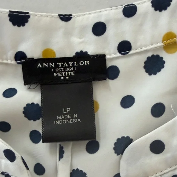 Ann Taylor Factory Polka Dot Blouse Size LP - Picture 13 of 15